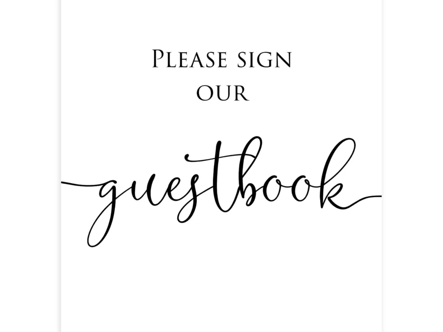 Sign Our Guestbook Table Sign Minimalist Wedding Table Signs