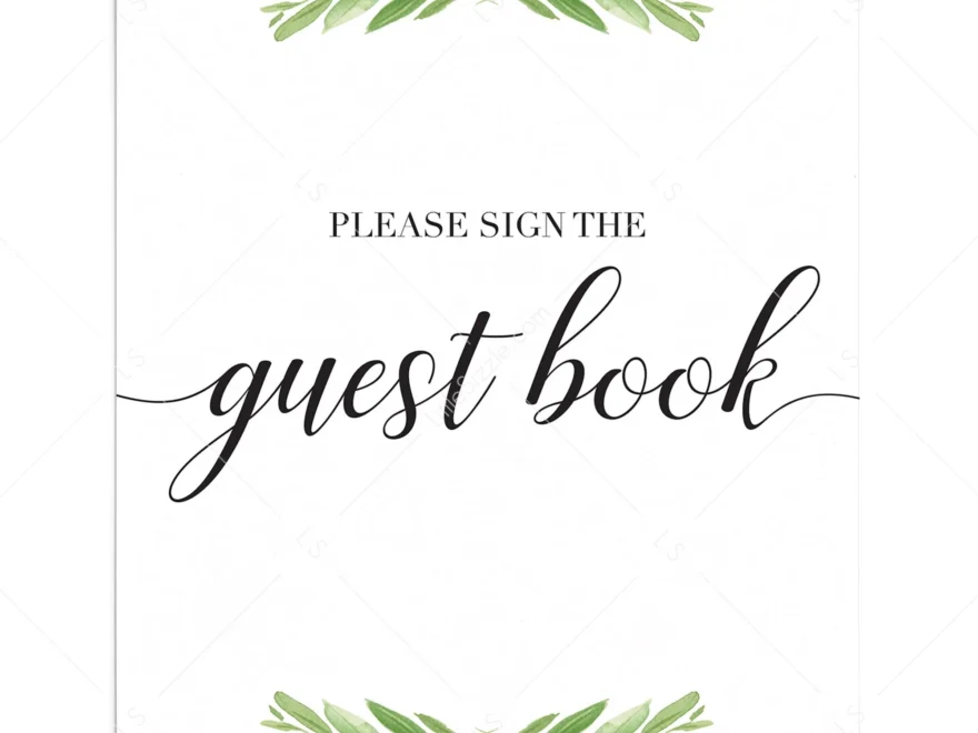 Sign The Guest Book Sign Printable Greenery Instant Download