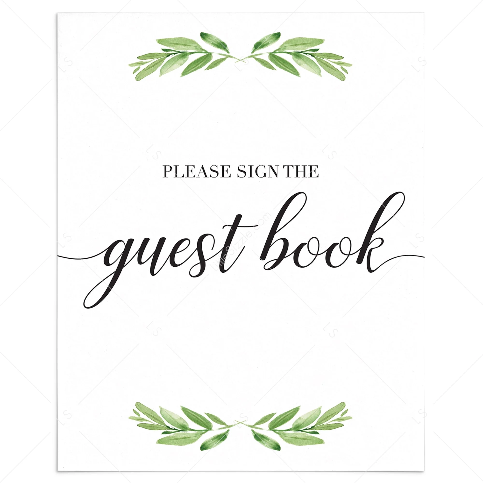 Sign The Guest Book Sign Printable Greenery Instant Download Sign The Guest Book Sign Printable Greenery Instant Download