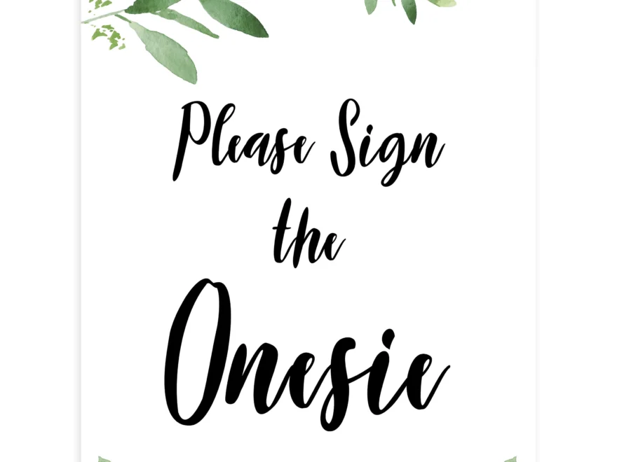 Sign The Onesie Botanical Printable Baby Games OhHappyPrintables