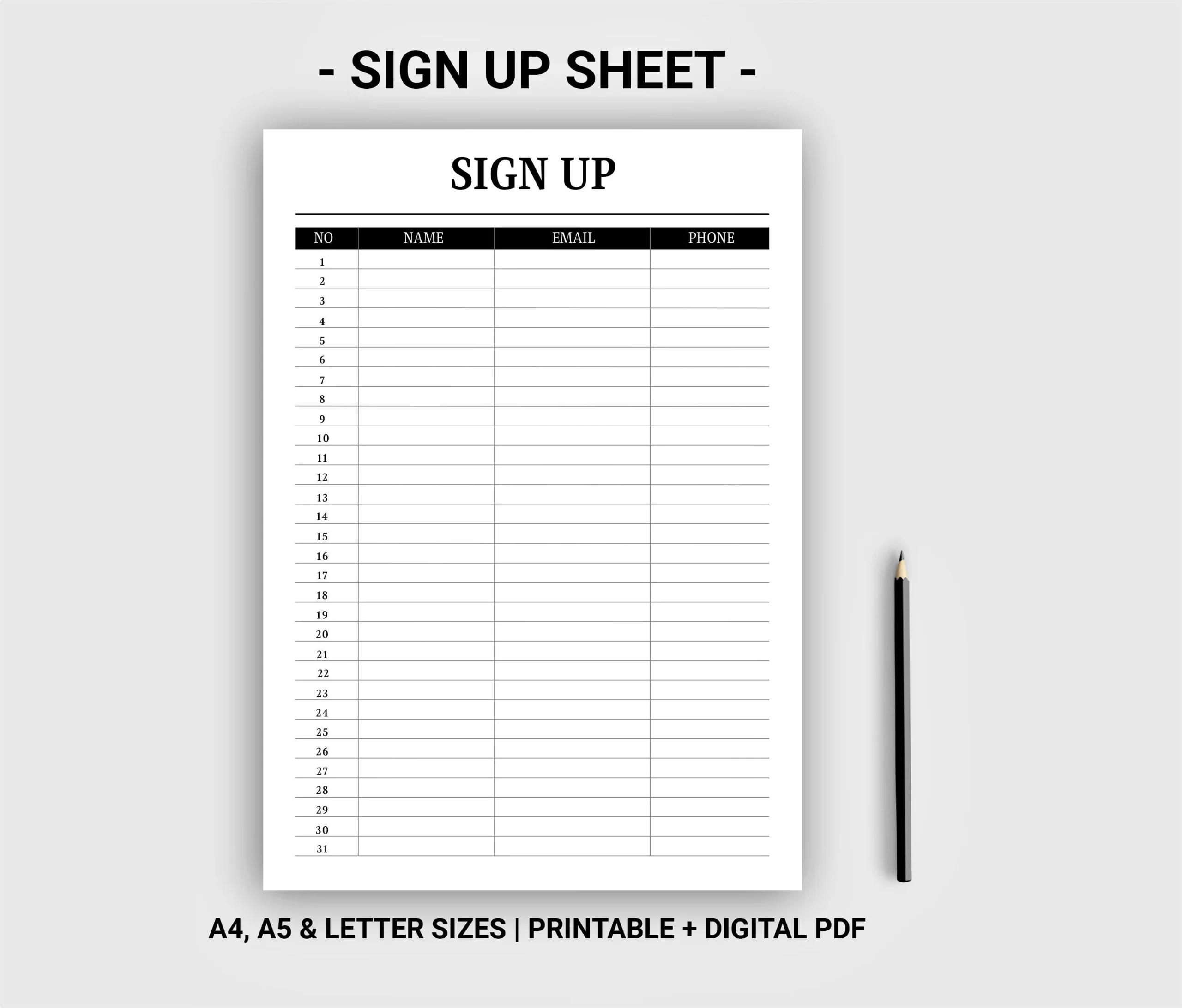 November Member Sign Up Printable Sheet