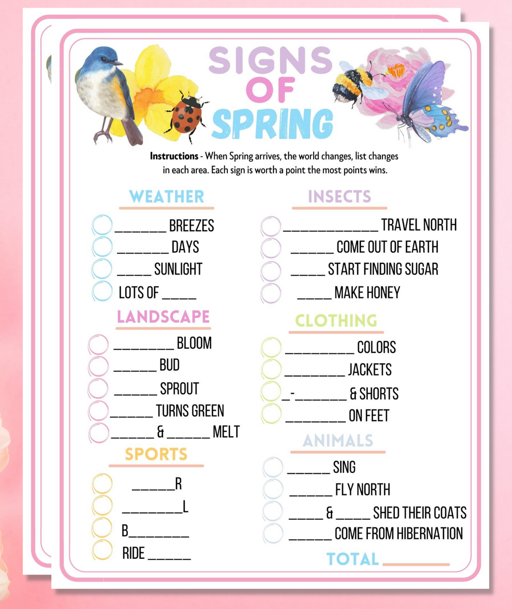 Signs Of Spring Trivia Printable Game Fun Kids amp Adults Party Worksheets Library