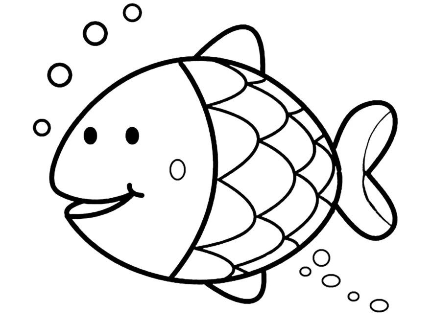 Simple Fish With Small Bubbles Fish Coloring Pages