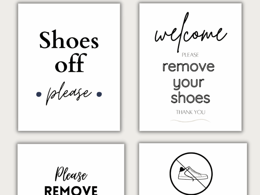 Simplistic And Modern Free Printable Shoes Off Signs
