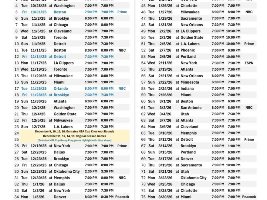 Sixers Full 2025 26 Regular Season Schedule Released Liberty Ballers
