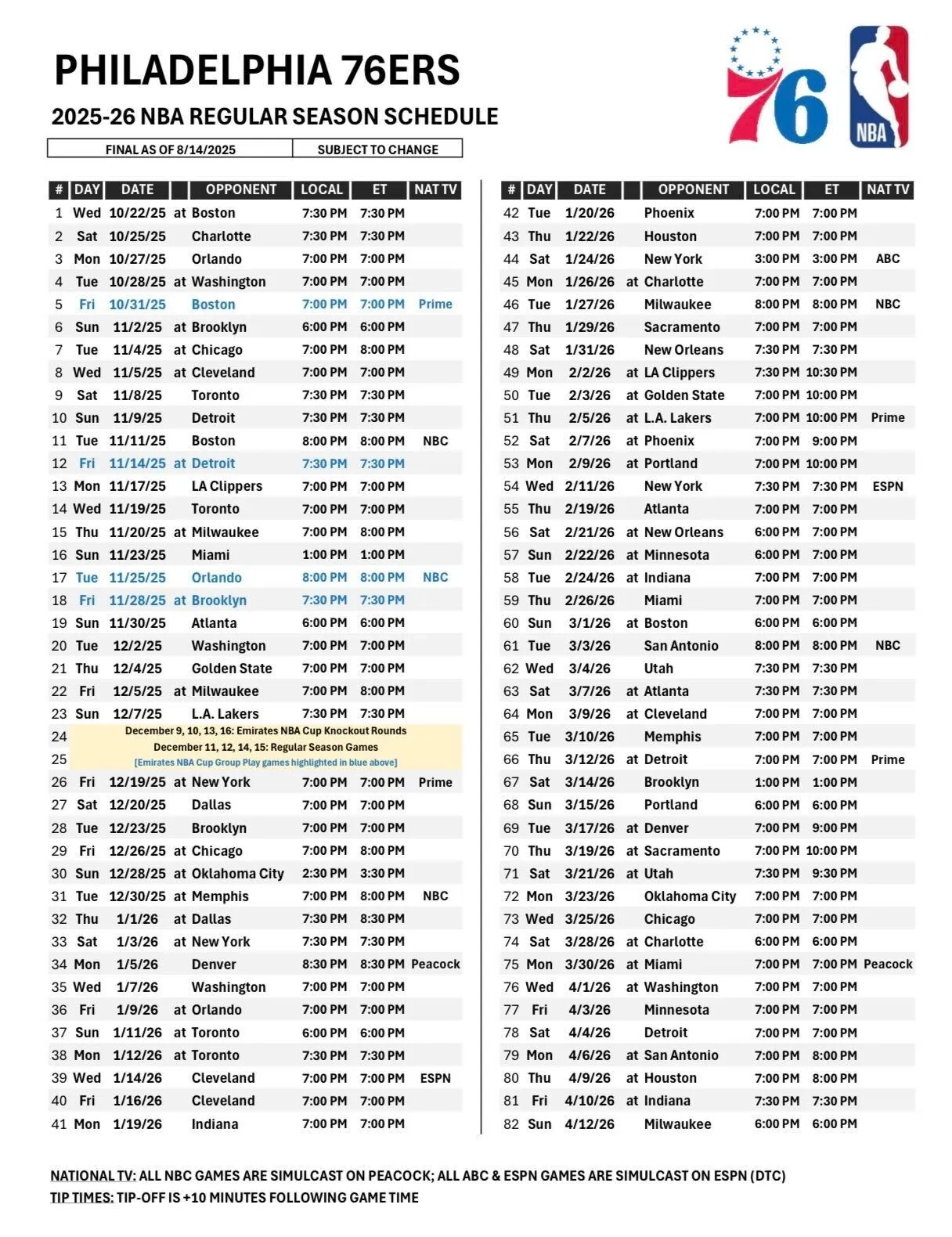 Sixers Full 2025 26 Regular Season Schedule Released Liberty Ballers Sixers Full 2025 26 Regular Season Schedule Released Liberty Ballers