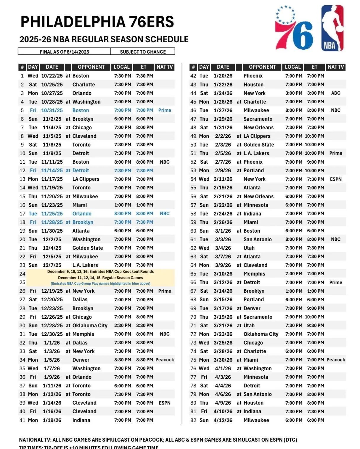 Sixers Full 2025 26 Regular Season Schedule Released Liberty Ballers Sixers Full 2025 26 Regular Season Schedule Released Liberty Ballers