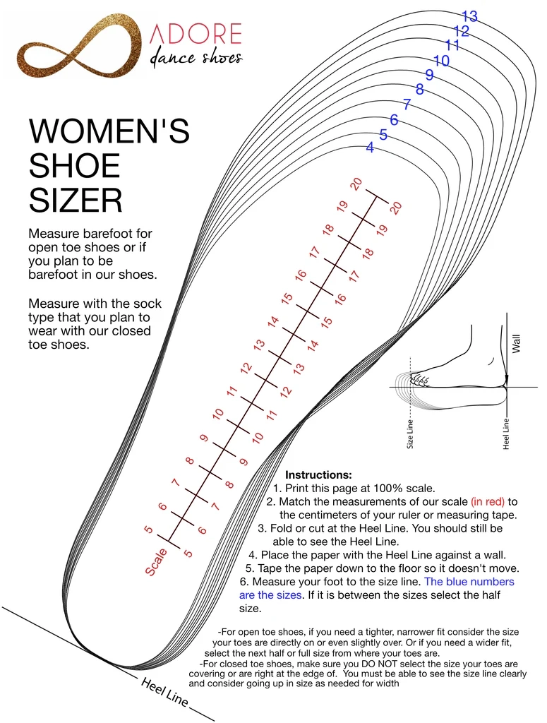 Printable Womens Shoe Size Chart
