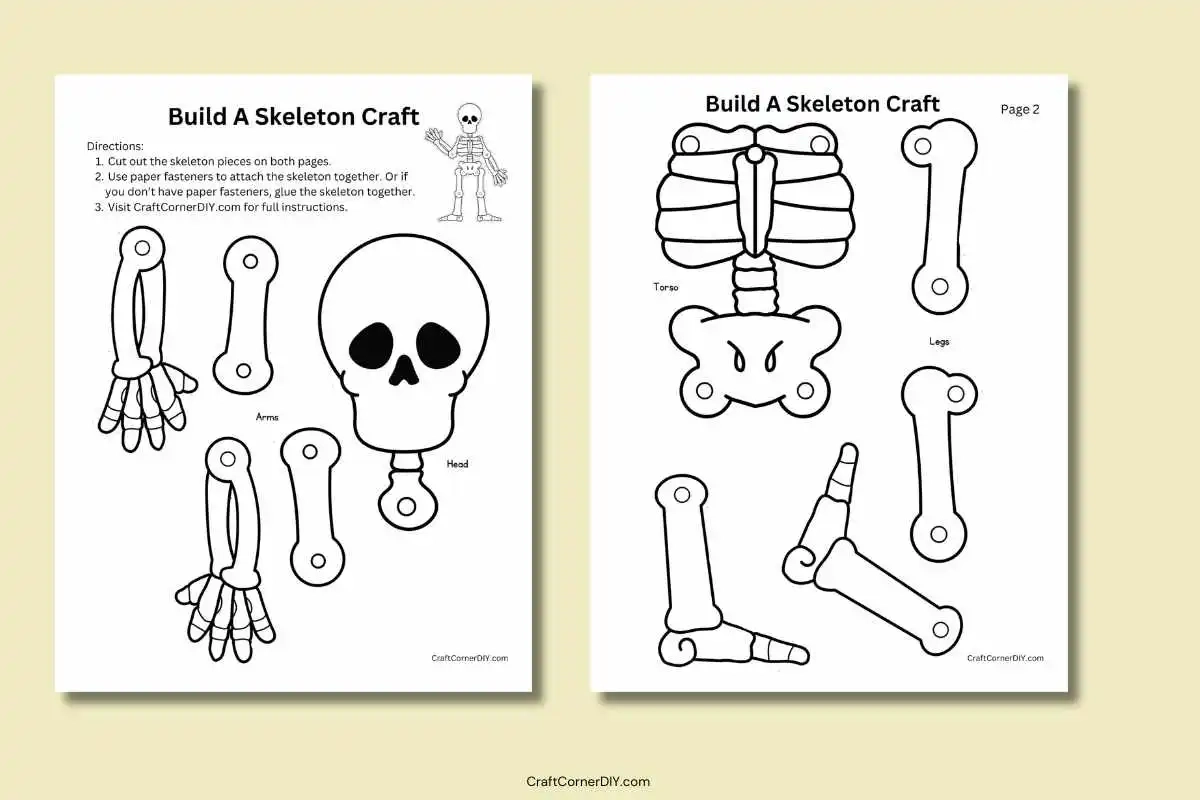 Skeleton Craft For Kids Free Printable Craft Corner DIY Skeleton Craft For Kids Free Printable Craft Corner DIY