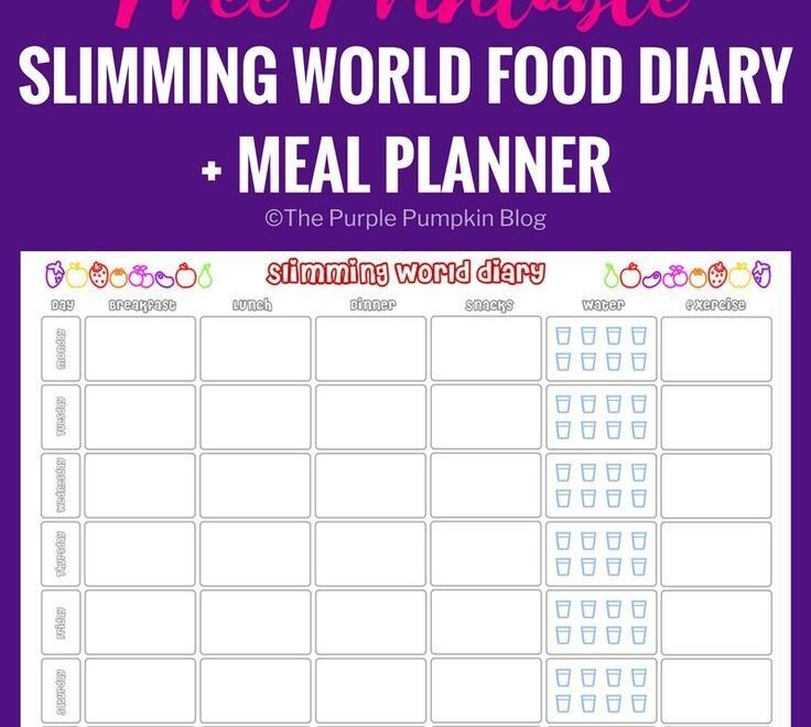 Slimming World Food Diary Printable Bonus Meal Planner If You
