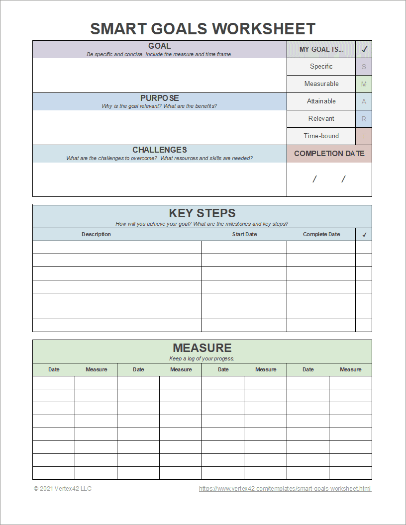 SMART Goals Worksheet Template SMART Goals Worksheet Template