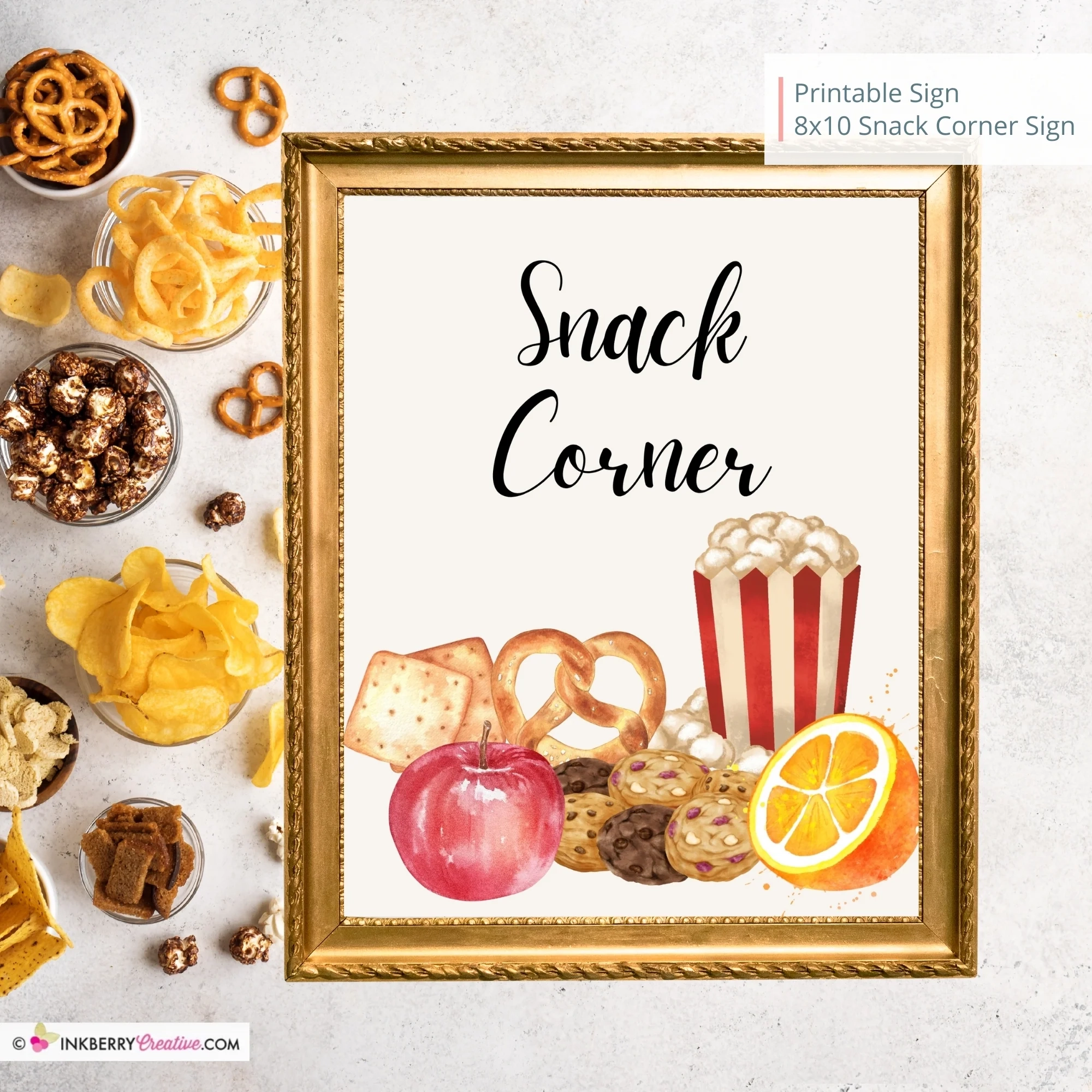 Snack Corner Printable Sign Wedding Sign Bridal Baby Shower 