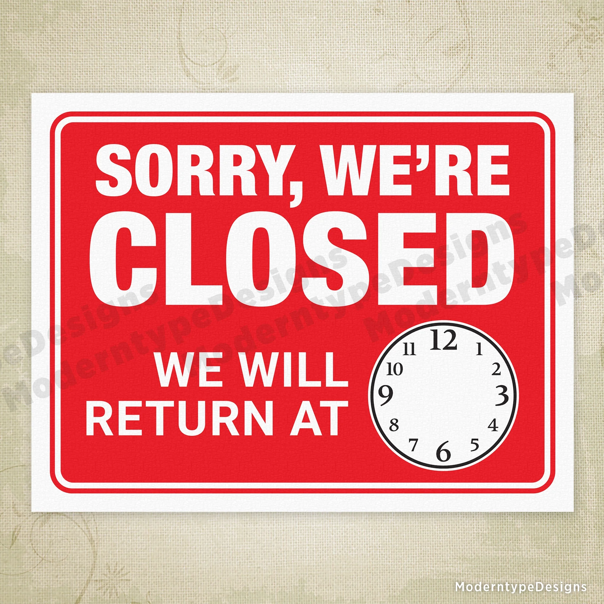 Sorry We re Closed We Will Return At Printable Sign