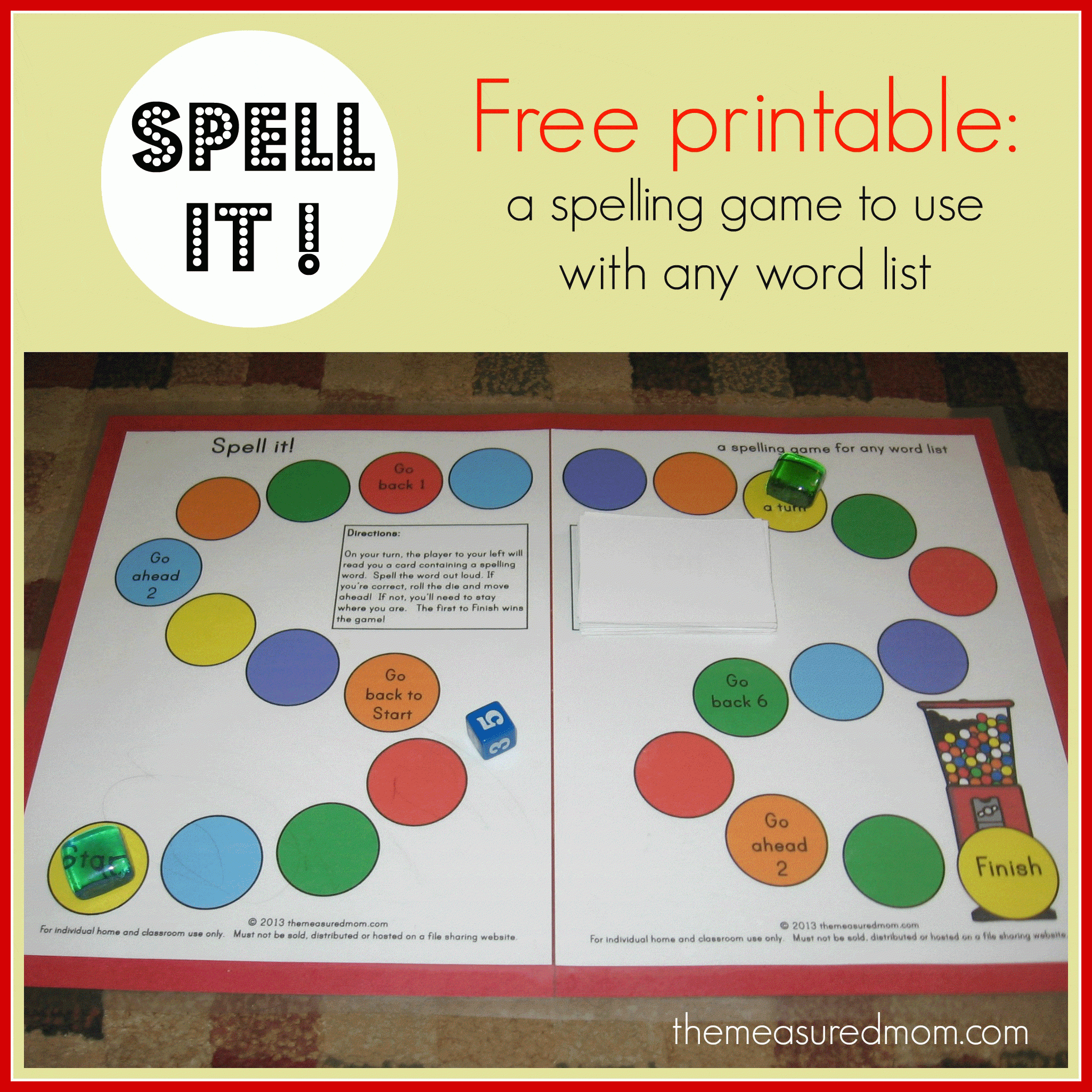 Spell It A Printable Spelling Game For Any Word List K 3 