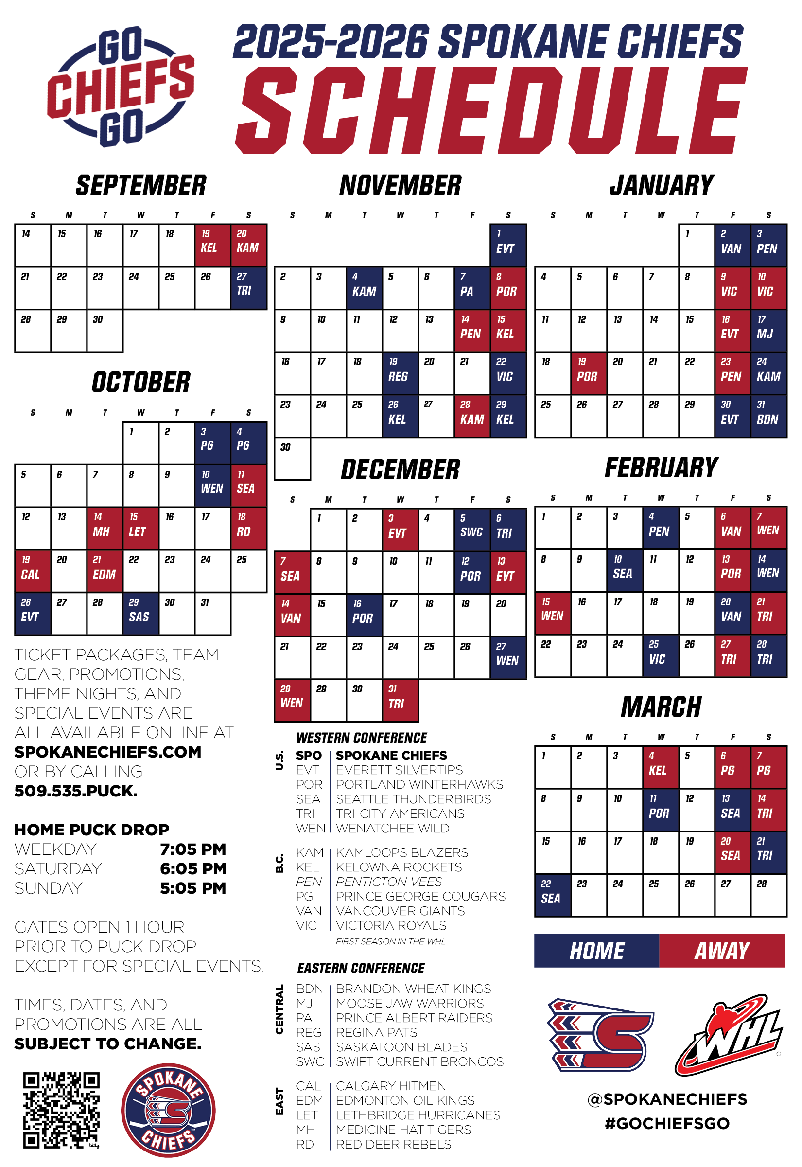 Spokane Chiefs 2025 2026 Schedule Spokane Chiefs