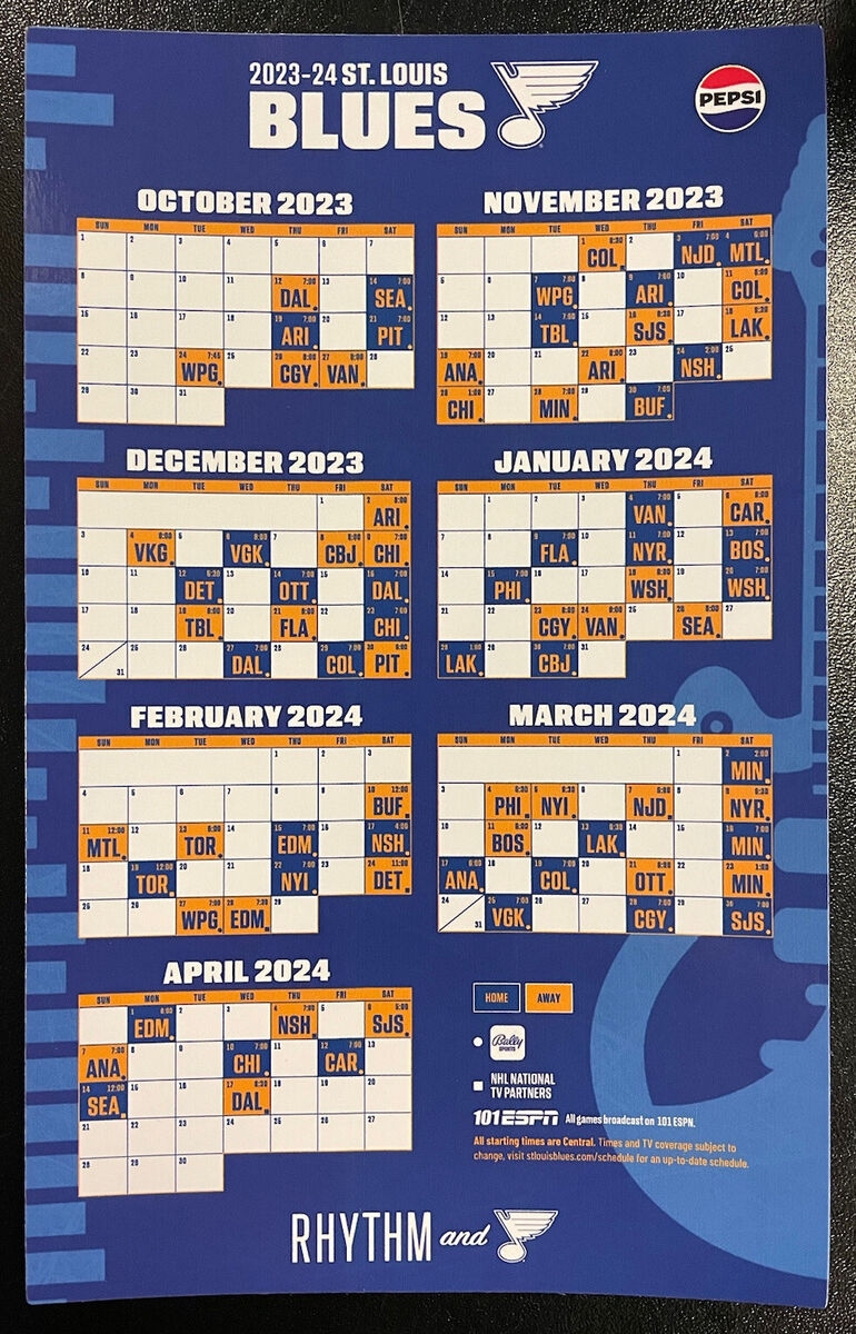 St Louis Blues 2023 2024 Magnet Schedule SGA 10 19 23 NEW EBay