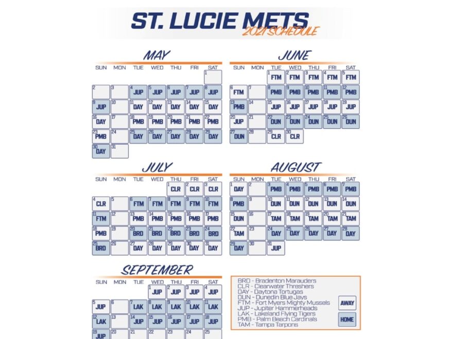 St Lucie Mets Announce 2021 Schedule Mets