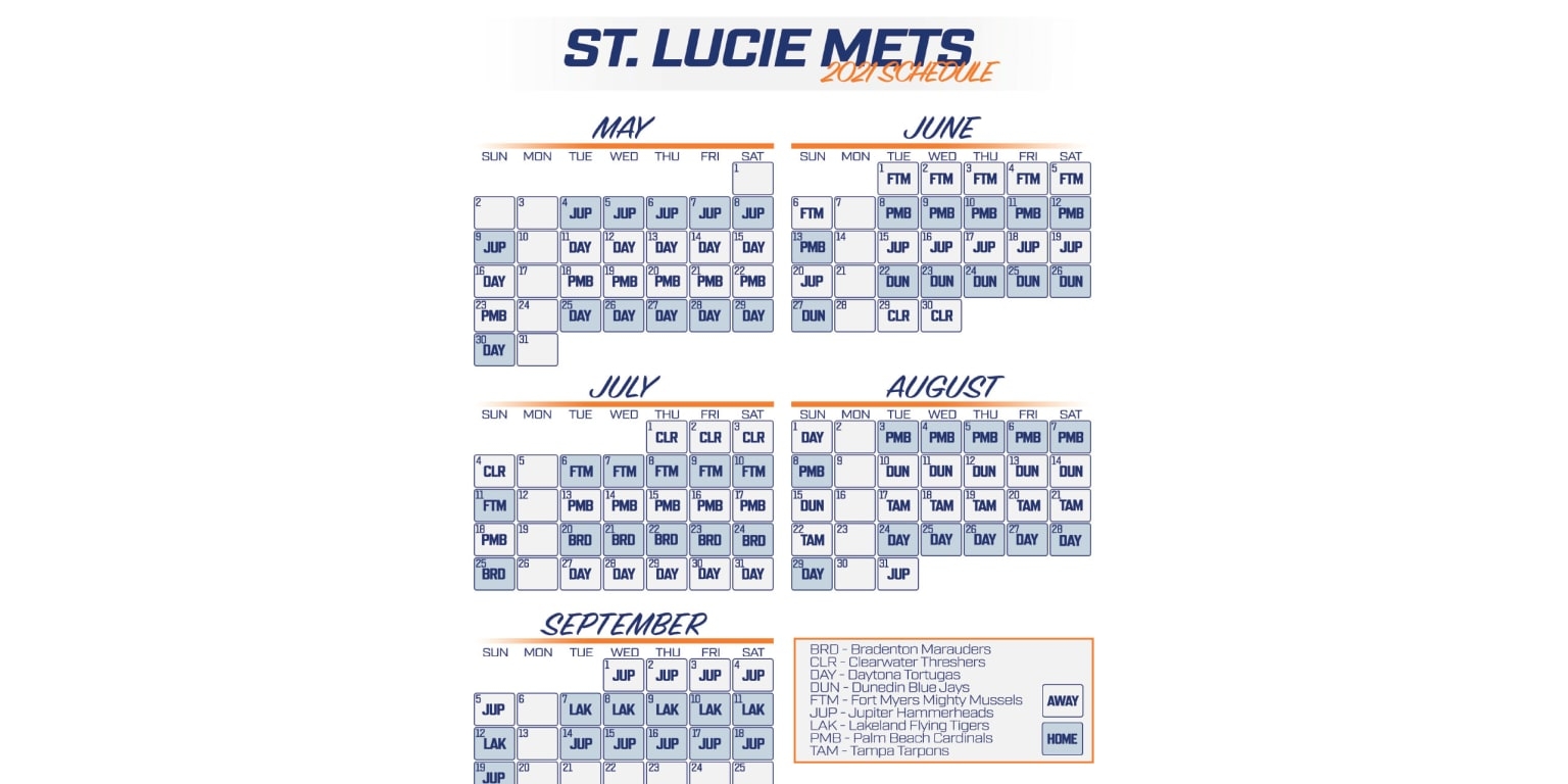 St Lucie Mets Announce 2021 Schedule Mets St Lucie Mets Announce 2021 Schedule Mets