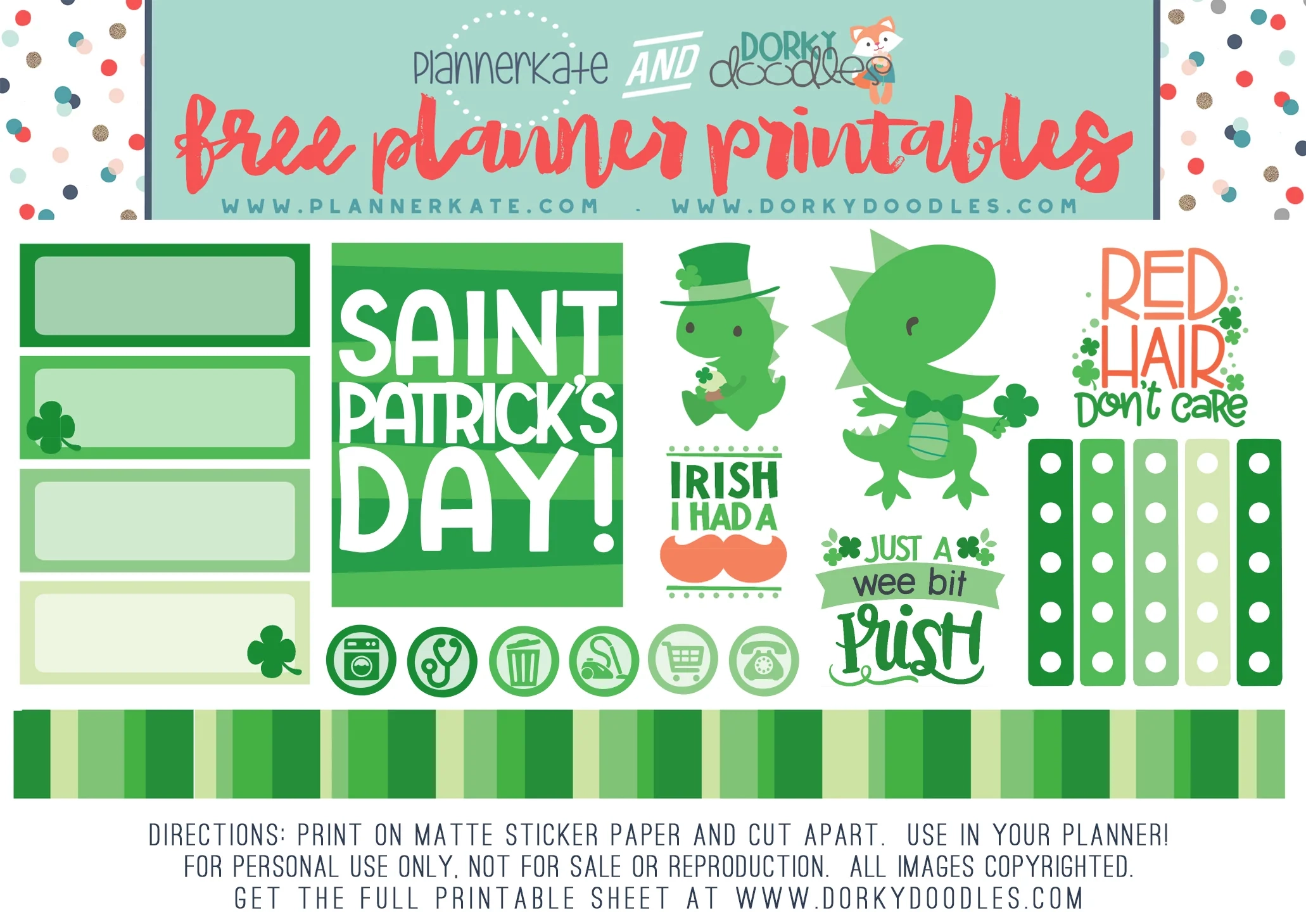 St Patrick s Day Planner Stickers Freebie Dorky Doodles