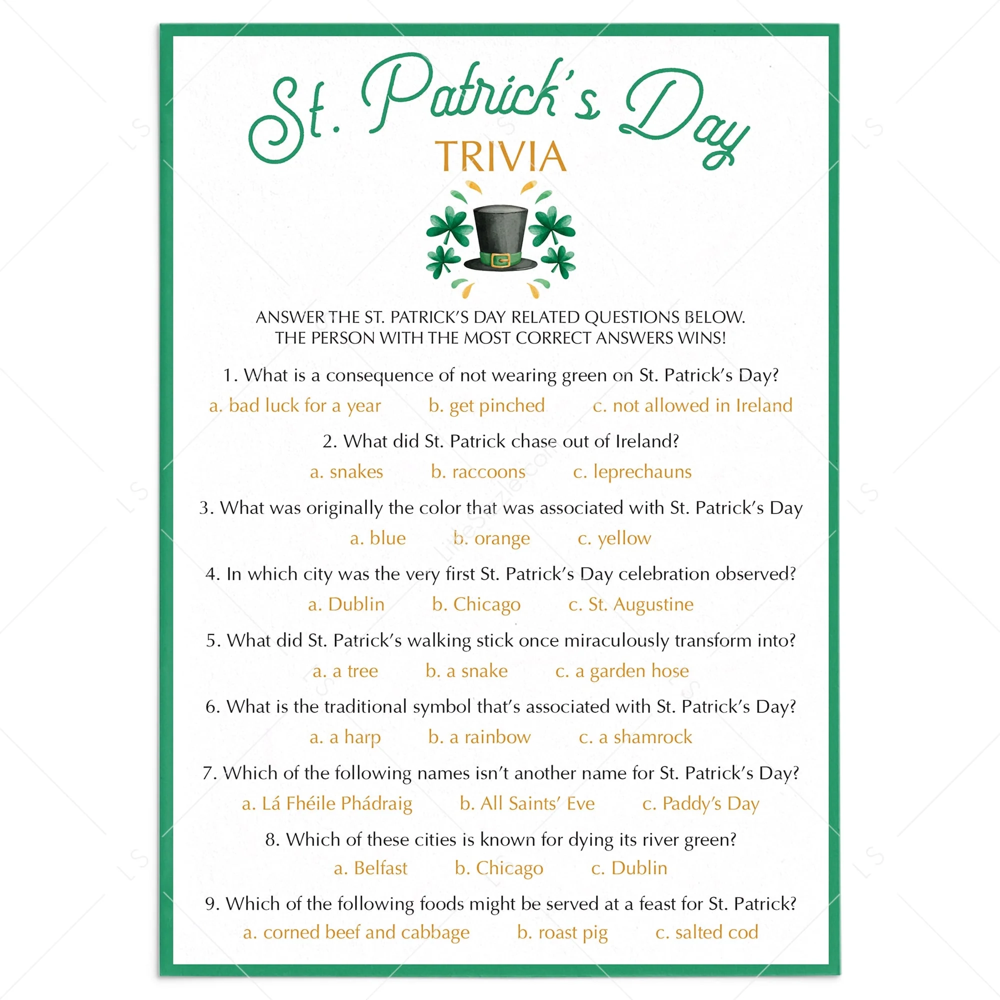 St Patrick s Day Trivia Printable amp Virtual Quiz Templates Download St Patrick s Day Trivia Printable amp Virtual Quiz Templates Download