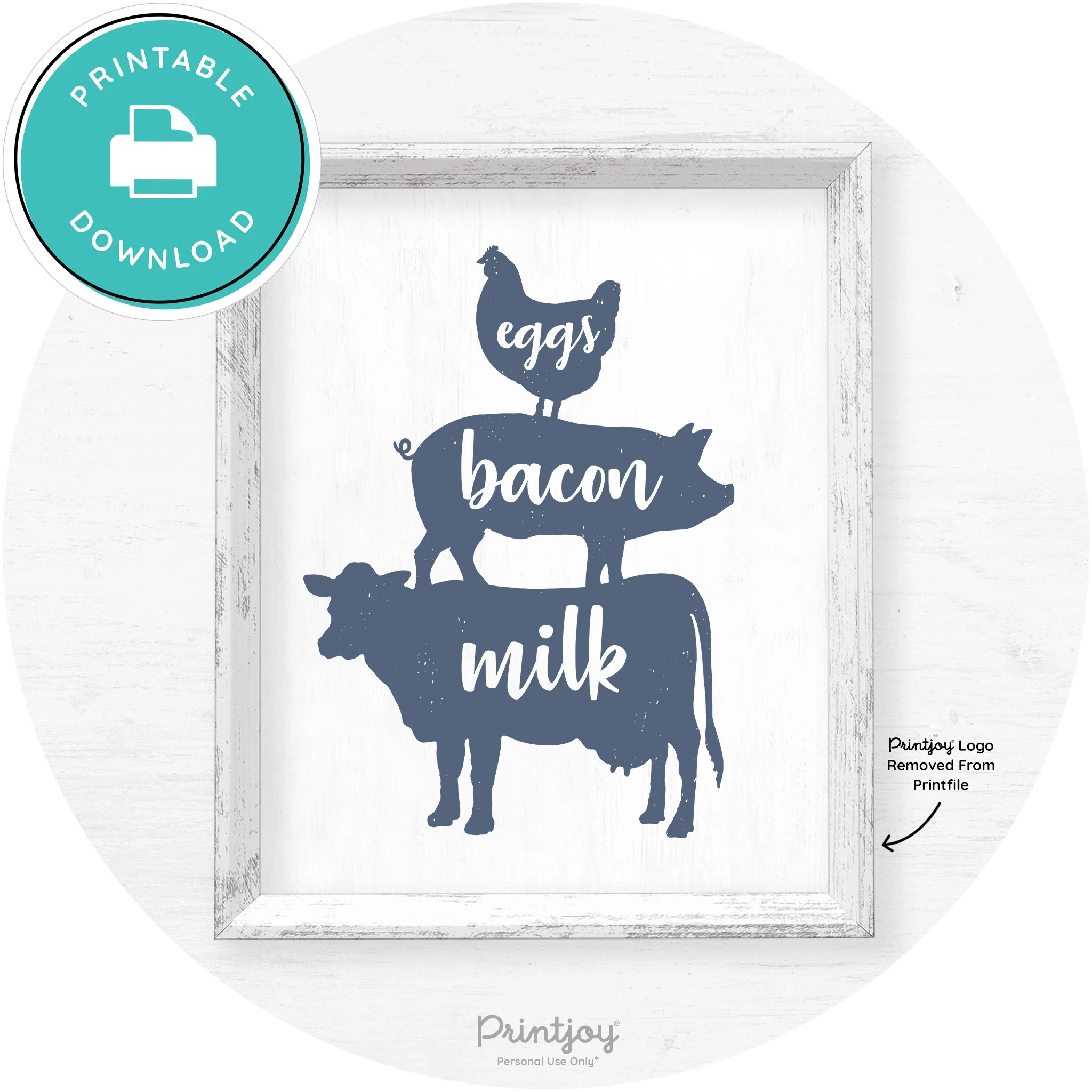 Stacked Farm Animals Eggs Bacon Milk Farmhouse Art Free Printable
