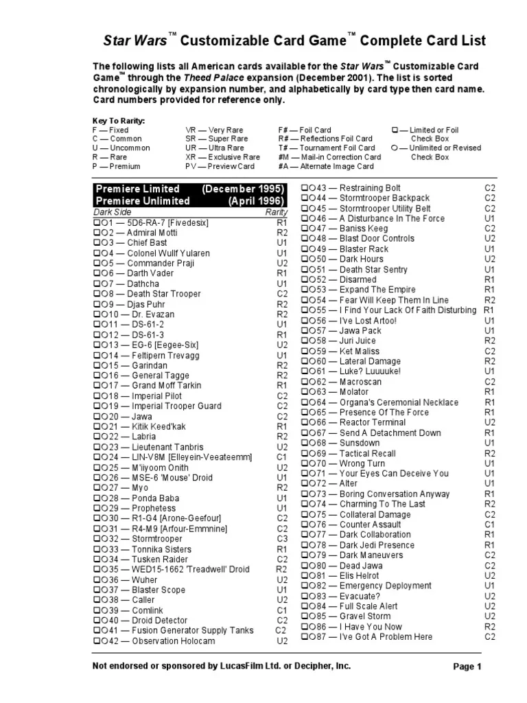 star wars ccg master card list pdf star wars ccg master card list pdf