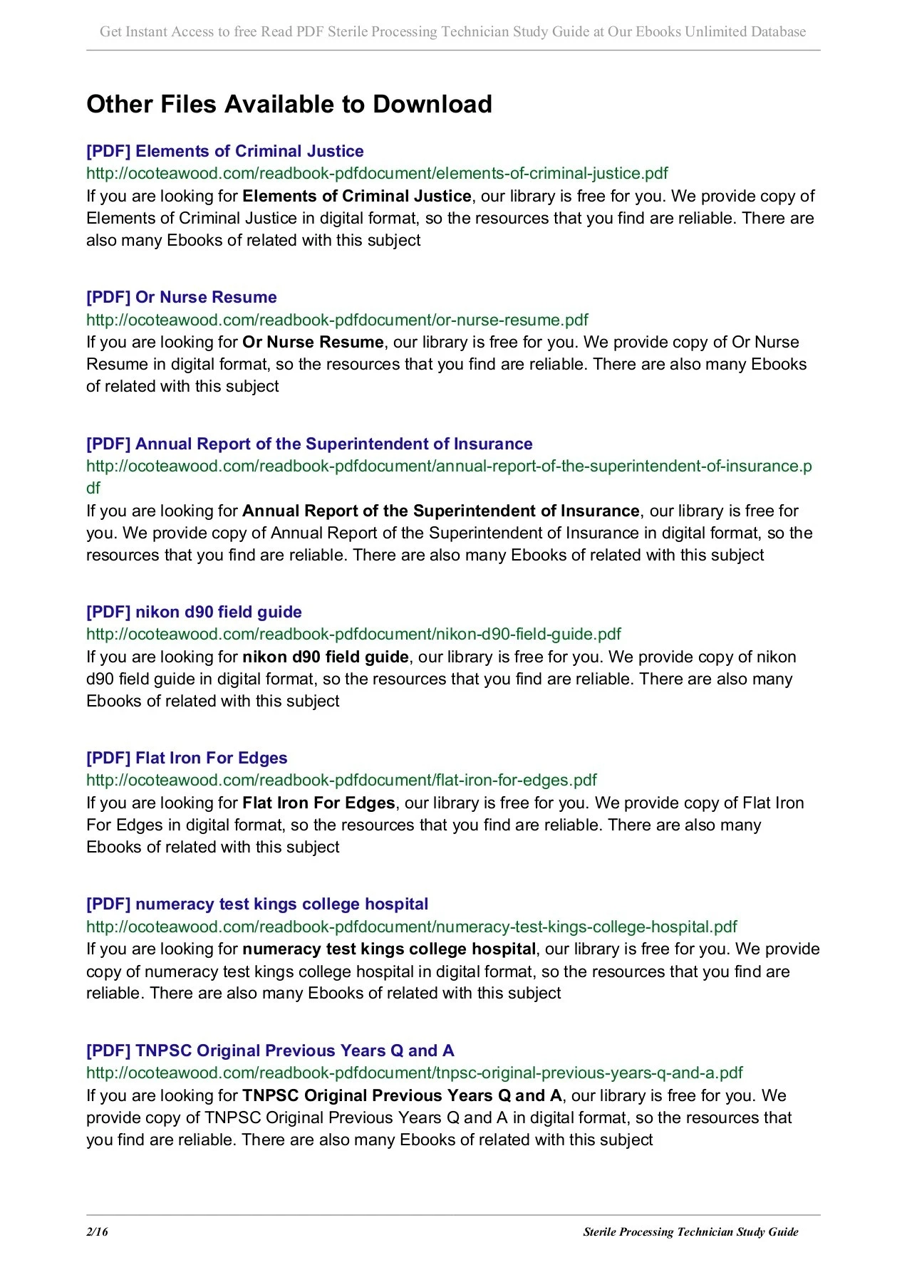 Sterile Processing Technician Study Guide PDF Ocoteawood