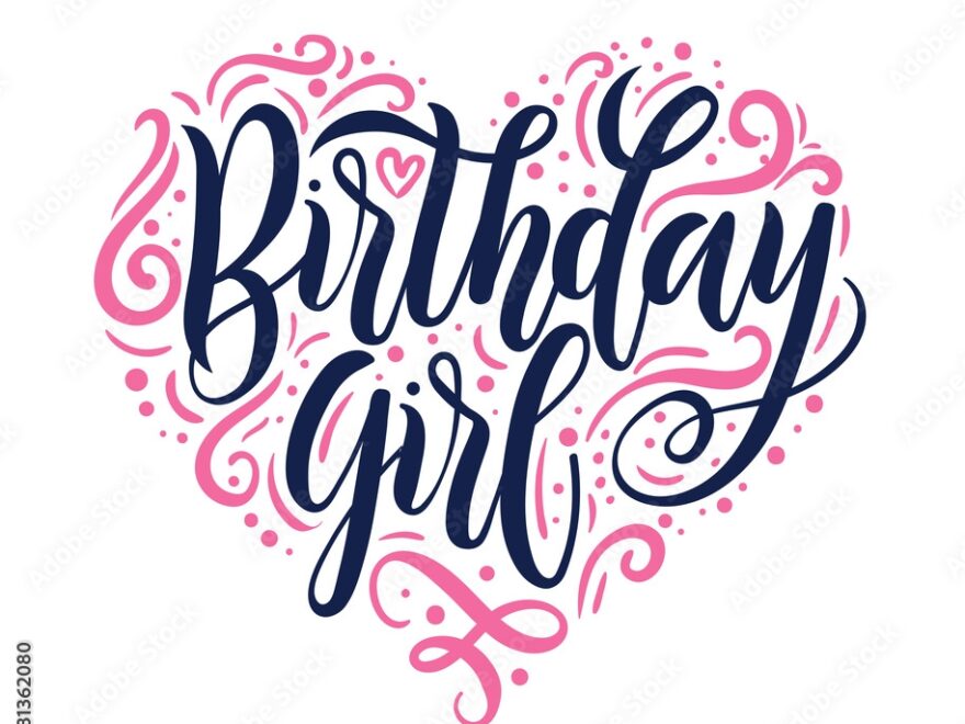 Stock Vektorgrafik Birthday Girl Lettering Greeting Card Sign