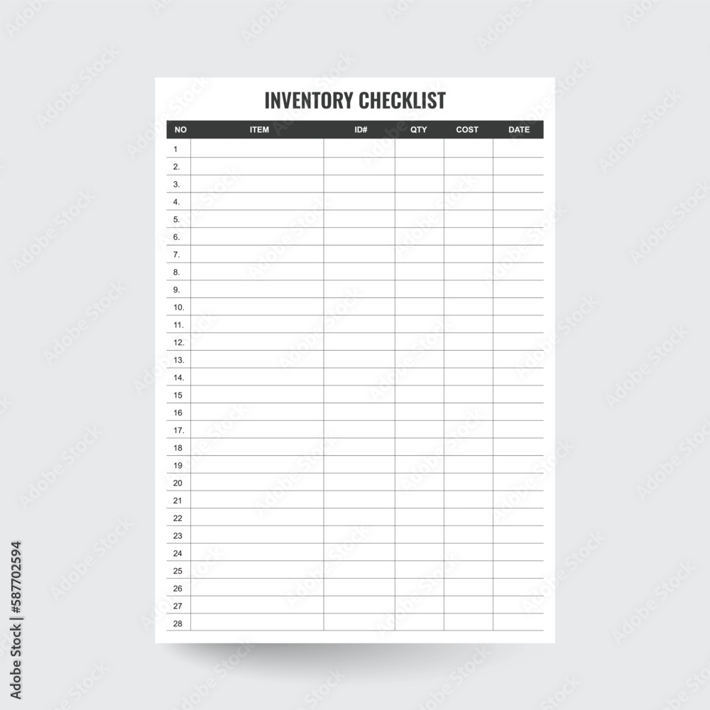 Stock Vektorgrafik Inventory Printable Inventory Checklist Item Stock Vektorgrafik Inventory Printable Inventory Checklist Item