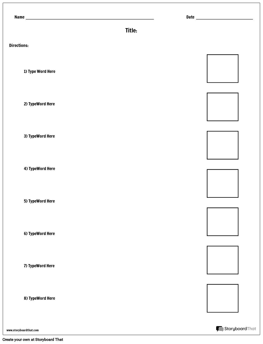 Storyboard That Matching Worksheet Templates For Educators