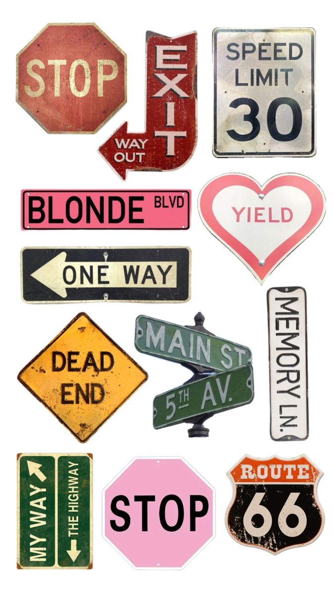 Street Signs Cutouts stickers For Collages And Scrapbooks 
