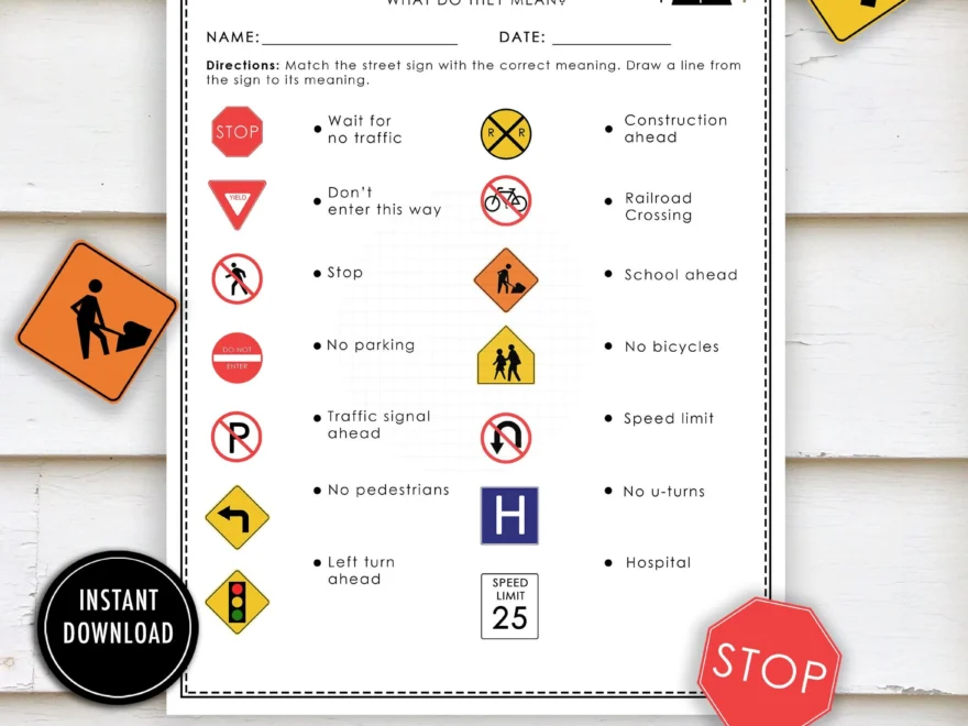 Street Signs Worksheet traffic Signs Community Lessons Preschool Prek Street Signs Match Printable Etsy