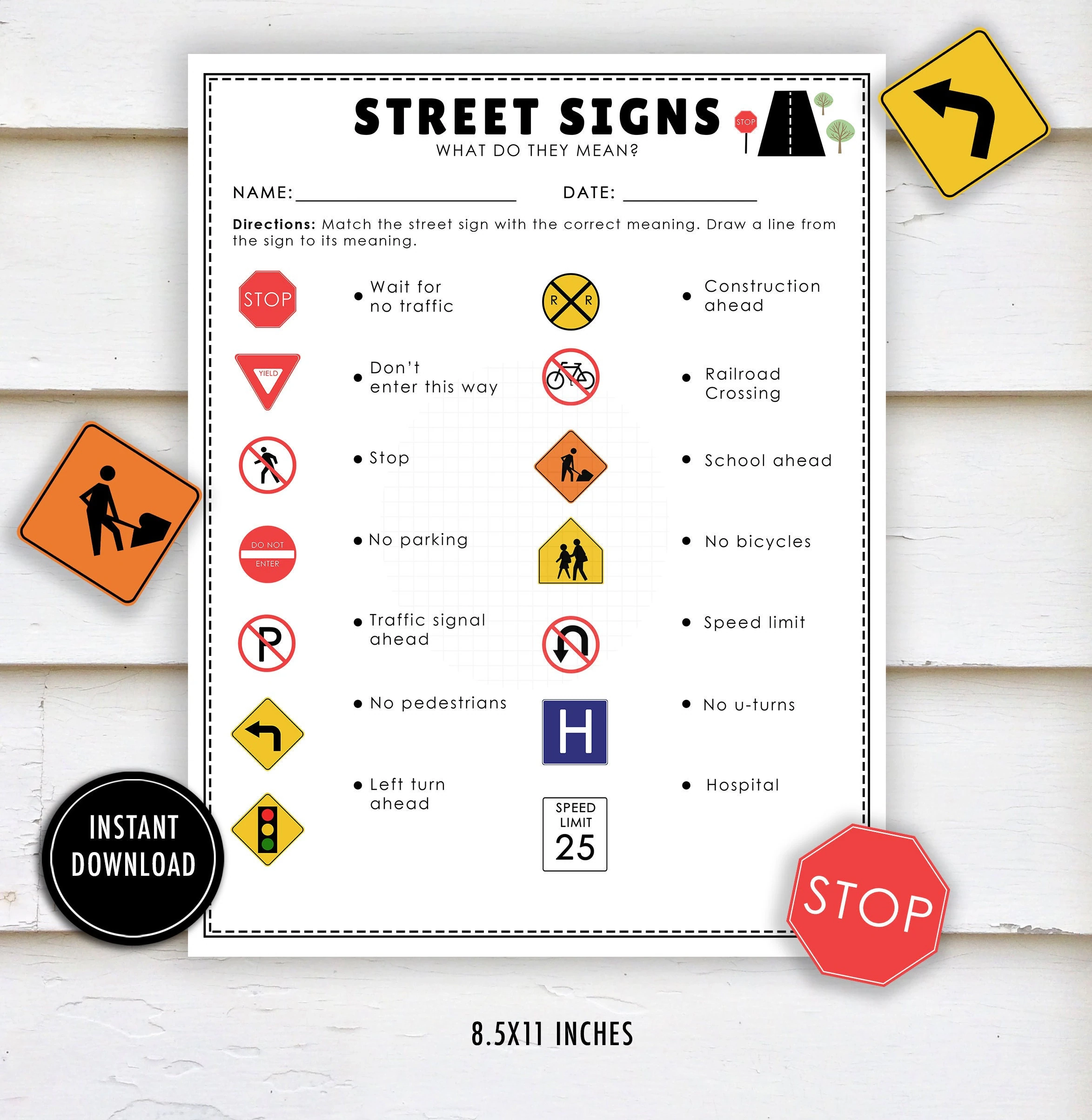 Street Signs Worksheet traffic Signs Community Lessons Preschool Prek Street Signs Match Printable Etsy Street Signs Worksheet traffic Signs Community Lessons Preschool Prek Street Signs Match Printable Etsy