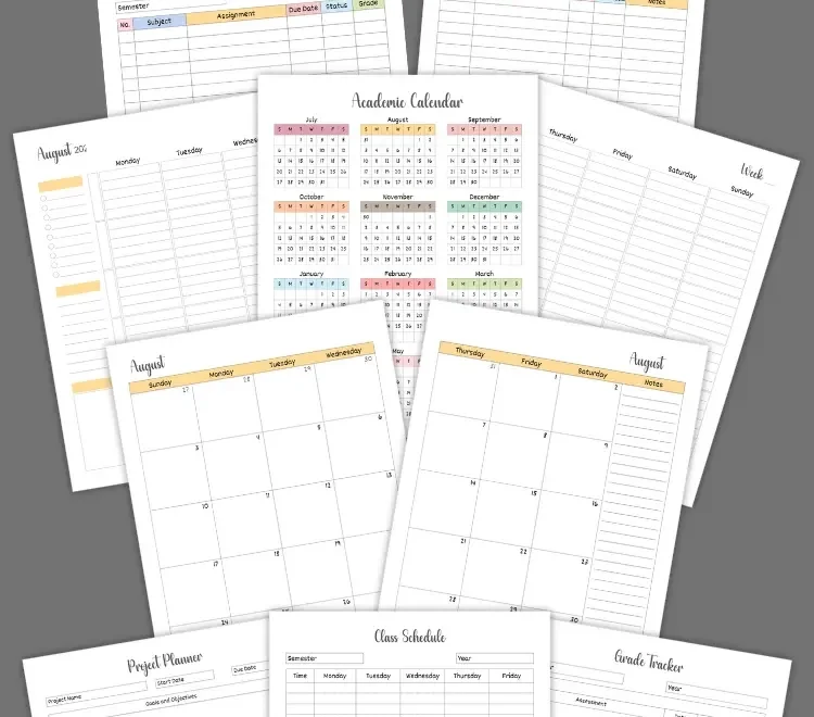 Student Planner 2025 2026 Free PDF Templates