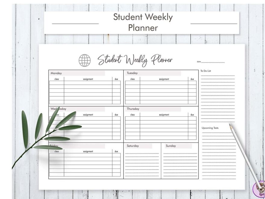Student Weekly Planner Printable