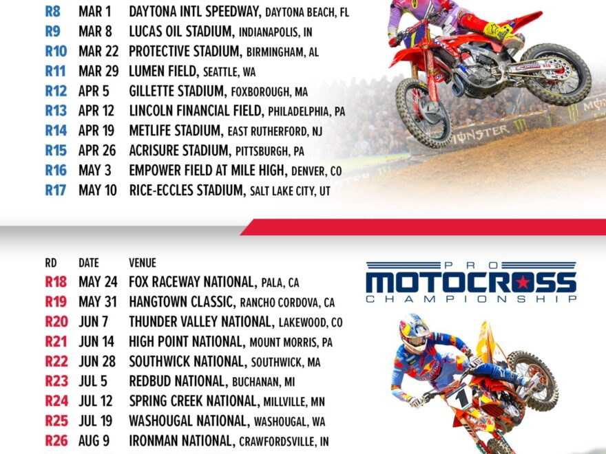 SuperMotocross Unveils 2025 Supercross And Pro Motocross Schedules