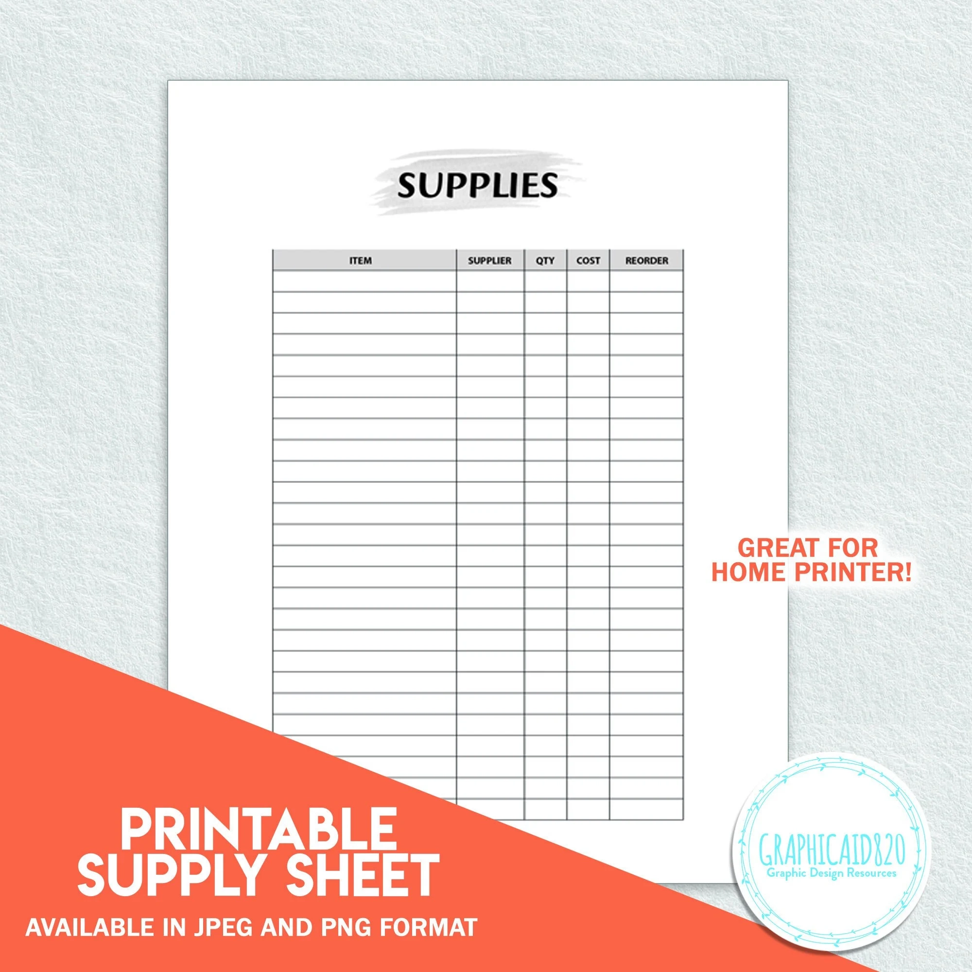 Supply Sheet Template Simple Printable Inventory Log Small 