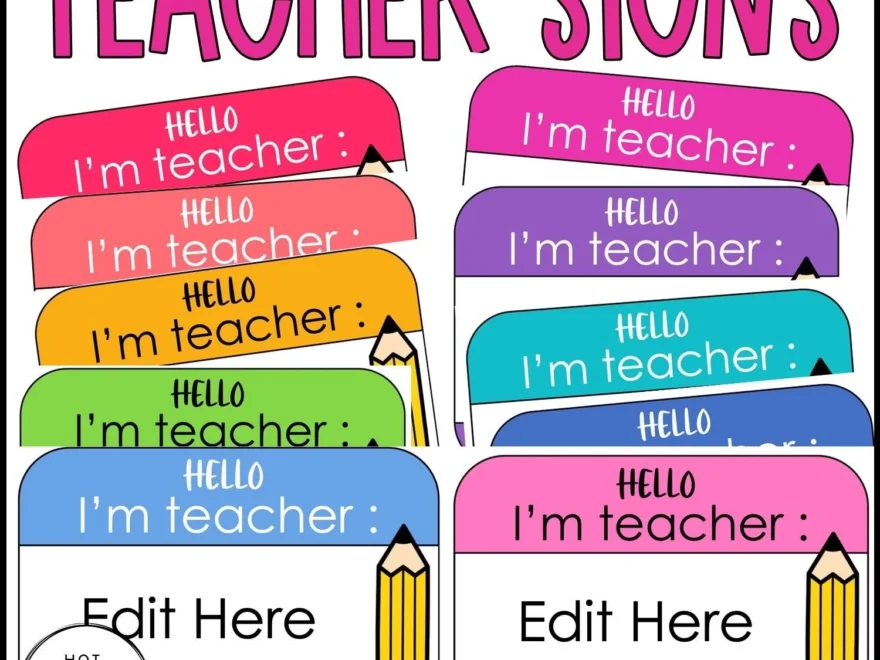 Teacher Name Posters Hello Signs For Online Teachers
