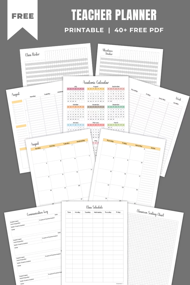 Teacher Planner 2025 2026 Free PDF Templates
