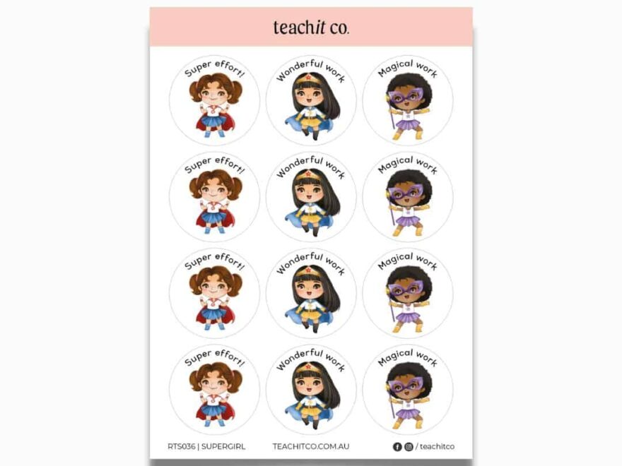 Teacher Sticker Sheet Supergirl Teachit Co