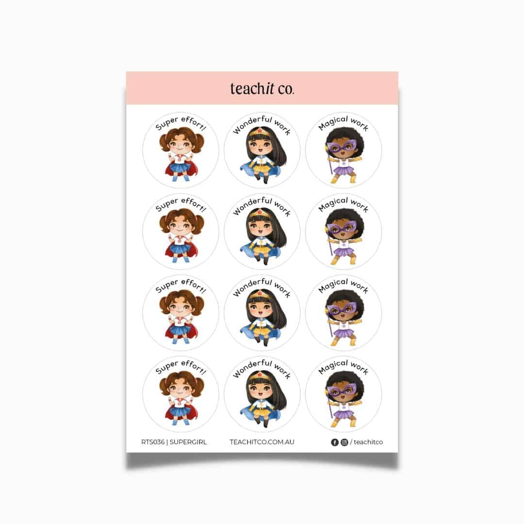 Teacher Sticker Sheet Supergirl Teachit Co