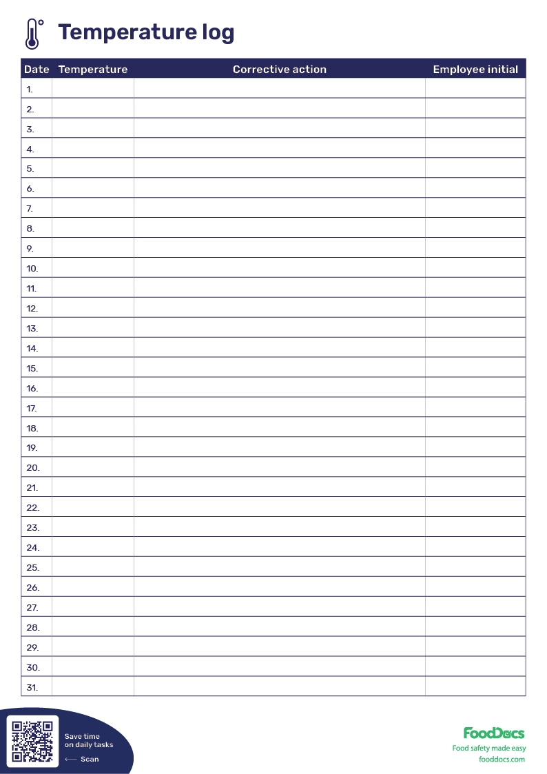 Temperature Log Sheet Download Free Template Temperature Log Sheet Download Free Template