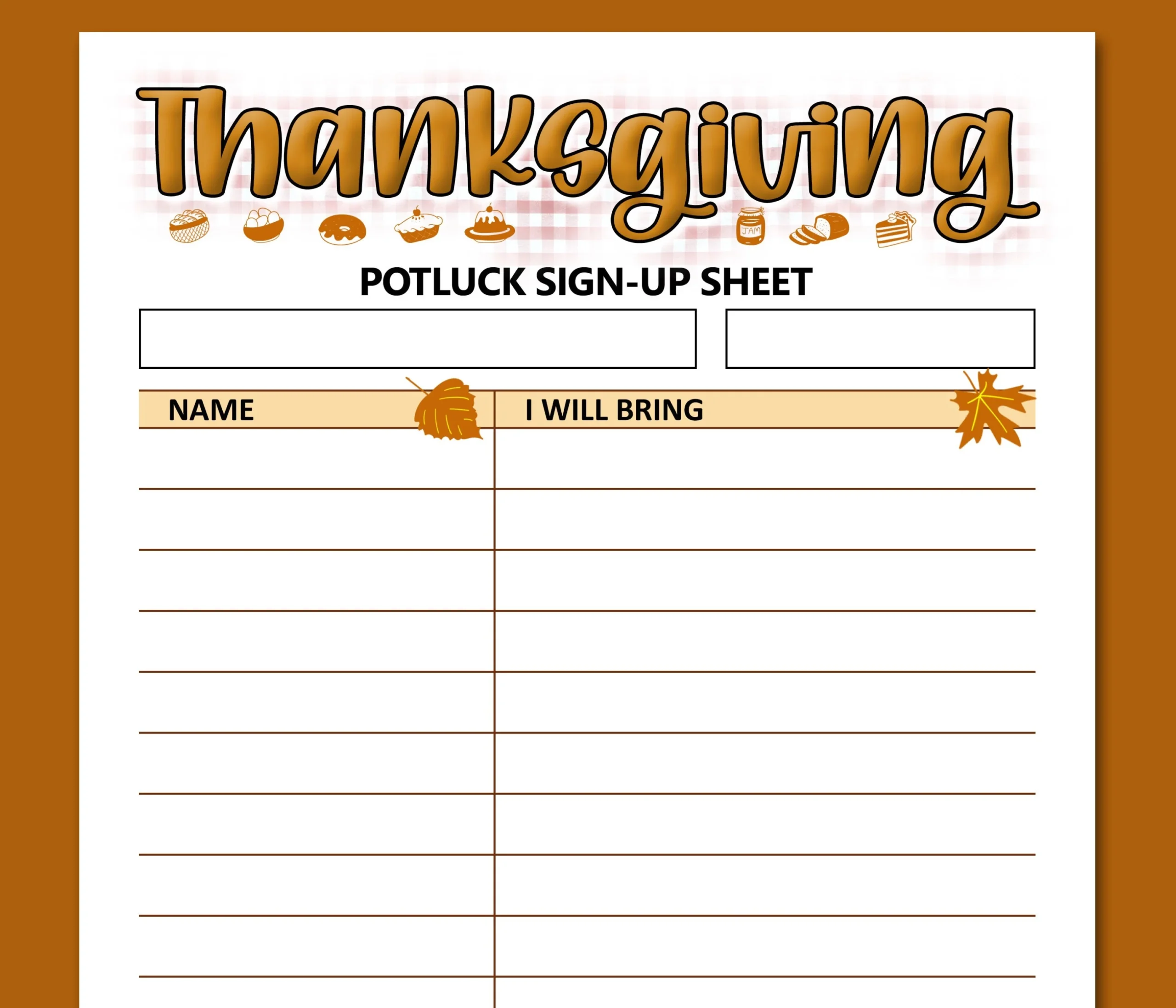 Thanksgiving Potluck Sign Up Sheet Printable Form Letter Size Thanksgiving Potluck Sign Up Sheet Printable Form Letter Size