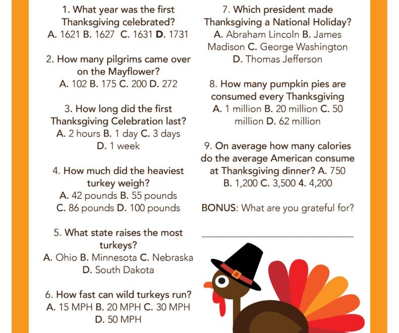 Thanksgiving Trivia FREE Printable The Inspiration Board
