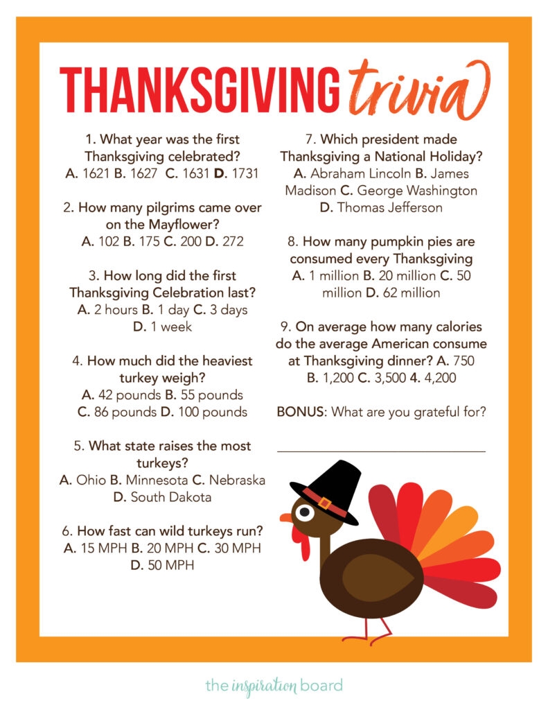 Thanksgiving Trivia FREE Printable The Inspiration Board Thanksgiving Trivia FREE Printable The Inspiration Board