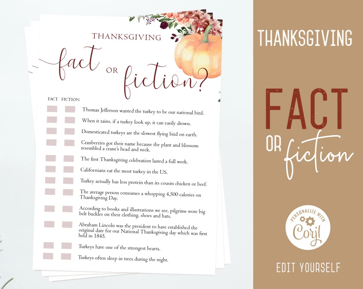 Customizable Printable Thanksgiving Quiz Customizable Printable Thanksgiving Quiz
