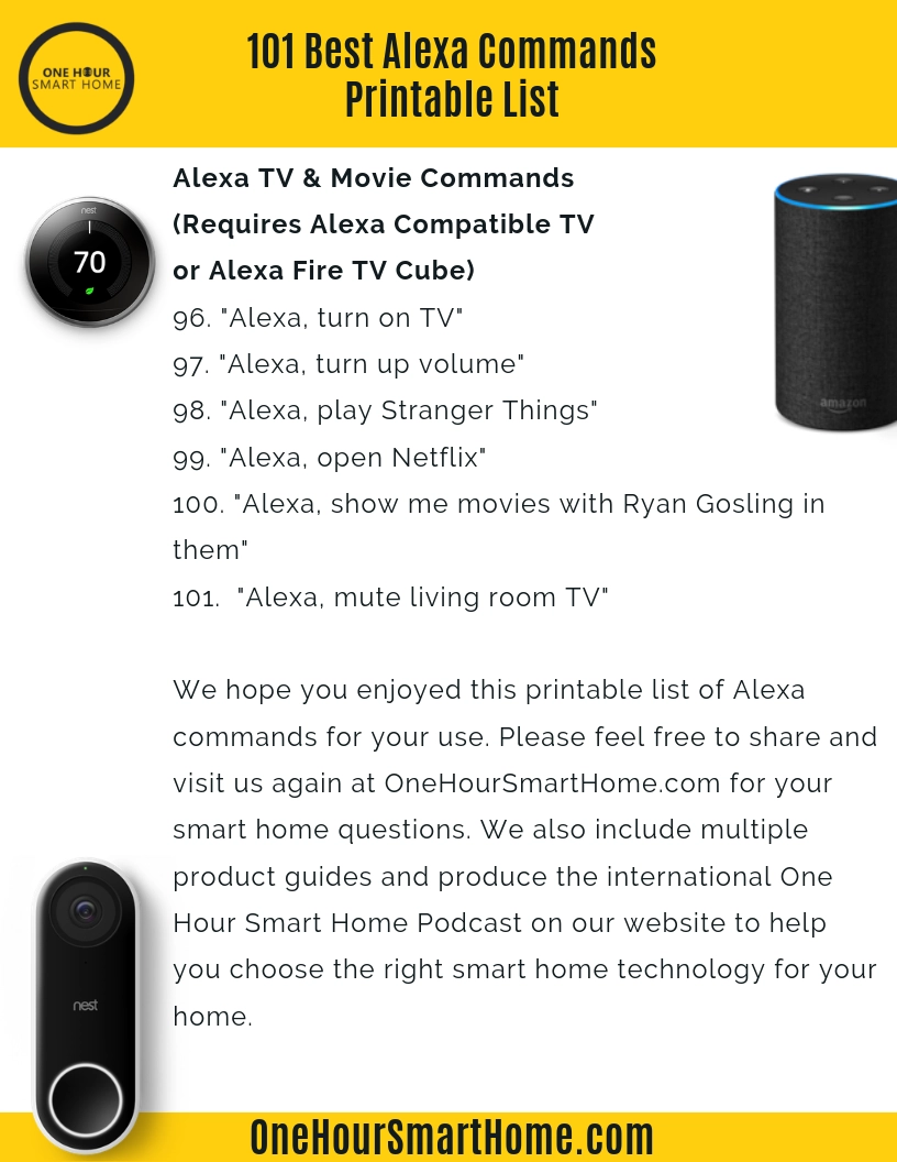 Printable Alexa Commands List