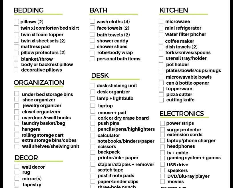 The Best College Dorm Checklist FREE Printable Raising Teens Today