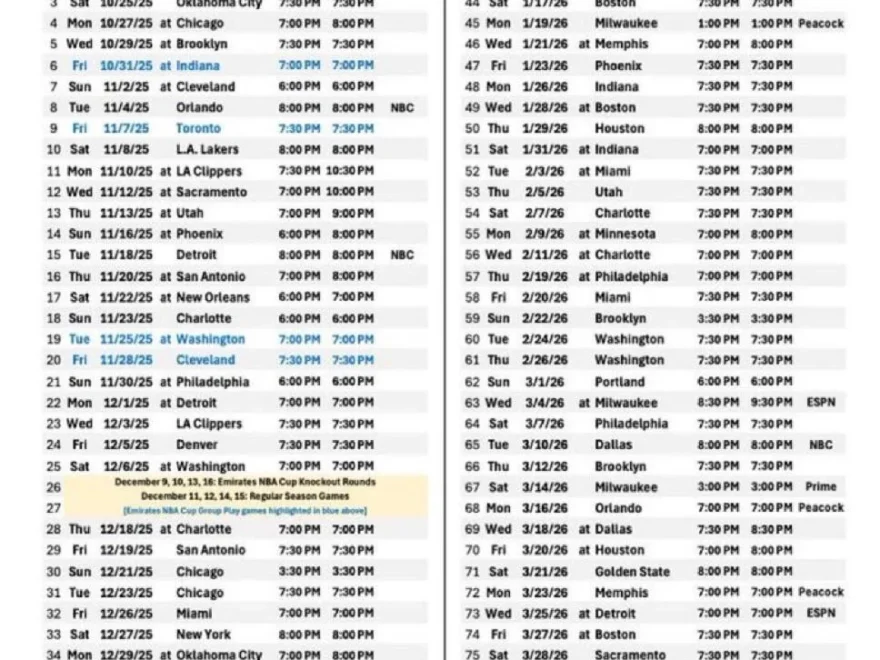 The Hawks Full 2025 2026 Schedule R AtlantaHawks