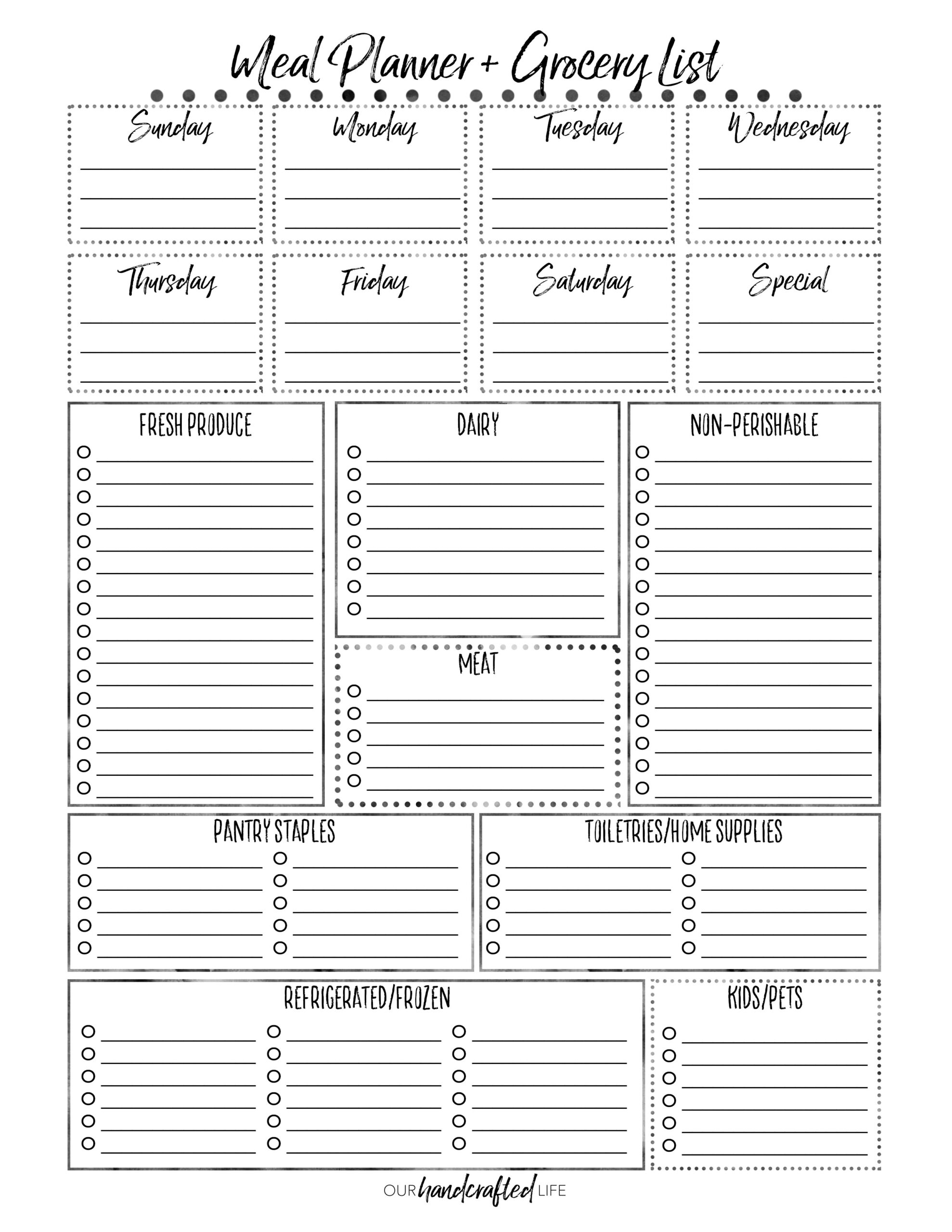 Weekly Menu And Shopping List Printable Weekly Menu And Shopping List Printable